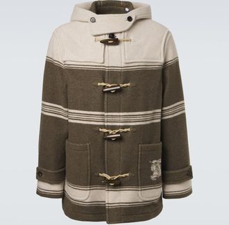 Burberry Striped wool and cotton-blend duffel coat