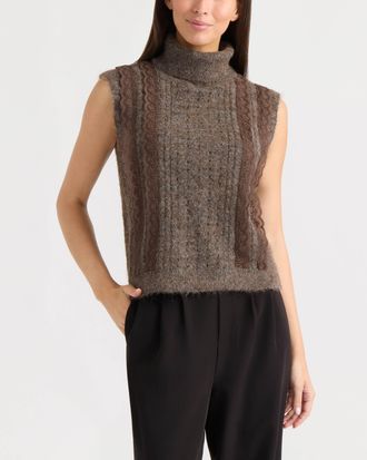 Ellen Tracy Womens Sleeveless Turtleneck Sweater Top