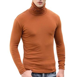 Generic Mock Neck Tops for Men Turtleneck Shirts Long Sleeve Thermal Undershirts Slim Fit Basic Pullover Top Solid Color Tees Camisas Cuello De Tortuga para H