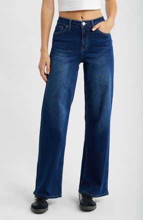 YMI Bella High Waist Wide Leg Jeans in Dark Blue at Nordstrom, Size 1