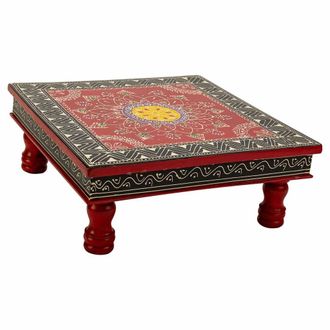 Wanderlust Deco Wanderlust Deco - Mesa Auxiliar De Madera Pintada A Mano 38x38x14