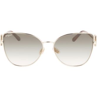 Ferragamo 60mm Gradient Cat Eye Sunglasses in Gold/green Gradient at Nordstrom Rack