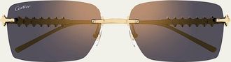 Cartier Rimless Metal Rectangle Sunglasses