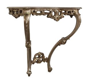 Biscottini International Biscottini - Mesa Consola De Madera En Acabado De Hoja De Plata Antigua Hecha En Italia