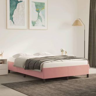 vidaXL Estructura De Cama Sin Colch&oacute;n Terciopelo Rosa 140x190 Cm Vidaxl