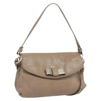Chlo&eacute; Lily Leather Beige Leather Handbag (Pre-Owned)