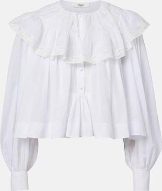 Chlo&eacute; Chlo&eacute; Blusa in voile di cotone con pizzo