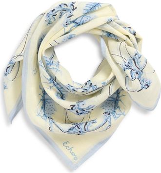 Echo Shrimp Boat Cotton Scarf in Blue Shadow at Nordstrom