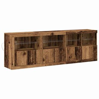 Berkfield Home Sideboard with LED Lights Old Wood 202x37x67 cm Engineered Wood in Brown | Size: 202 x 37 x 67 cm