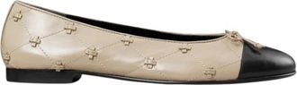 Tory Burch Bunny Knot Cap-Toe Ballet Flat - Dames - Ballerinas - Beige - 37 EU - Leer - Schoenen