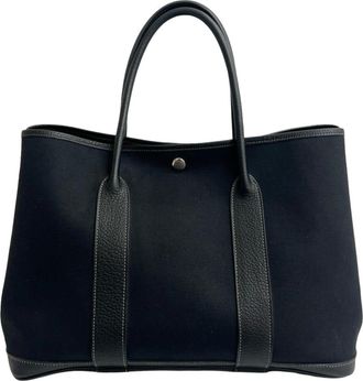 Hermès Black Toile Officier Negonda Leather Handbag Tote Bag (Pre-Owned)