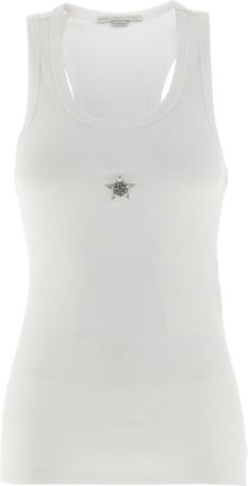Stella McCartney Crystal Mini Star Top Bianco-Donna