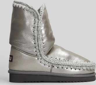 Mou Eskimo 24 Low Heels Ankle Boots In Grey Glitter
