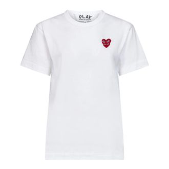 Comme Des Gar&ccedil;ons Double Heart T-Shirt - female - Comme des Gar&ccedil;ons Play - T-Shirts - White - XL - Tops
