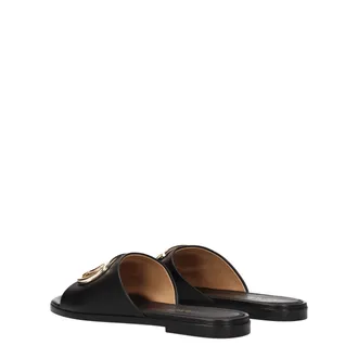 Off-white Leather with Gold-Tone Hardware Slider - Black