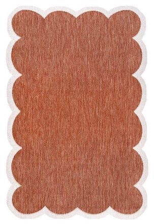 Jonathan Y Designs Alice Classic Cottage Two-Tone Scalloped Indoor/Outdoor Shaped Area Rug in Terra/cream at Nordstrom, Size 8Ft 0In X 10Ft 0In