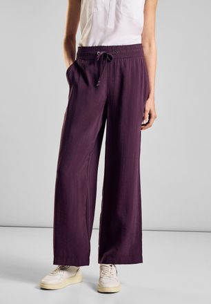 Street One Stoffhose STREET ONE, Damen, Gr. 40, L&auml;nge 30, lila (schwarz berry lila), Web, Obermaterial: 87% Modal, 13% Polyester, unifarben, loose fit lang, Hose