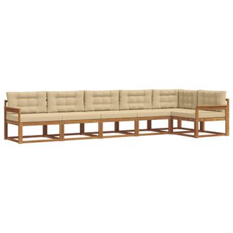 vidaXL Conjunto De Sof&aacute;s De Exterior Con Coj&iacute;n 6 Pcs Natural Y Beige Vidaxl
