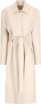 Magda Butrym Katoenen Omslagjas - Dames - Jas met riem - Beige - M - Katoen - Jassen