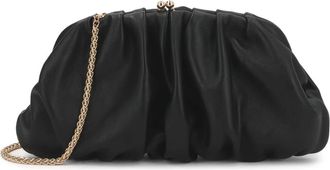 Kazar Leren Clutch met Decoratieve Plooi - Dames - Clutches - Zwart - ONE Size - Leer - Tassen