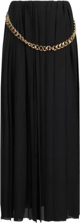 Balenciaga Geplooide Rok met Ketting - Dames - Midirokken - Zwart - XS - Polyester - Rokken