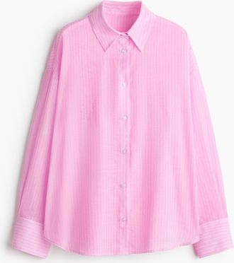 H&M Strandbluse aus Baumwolle - Rosa/Nadelstreifen