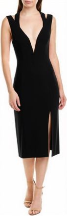 Keepsake the Label Sleeveless Plunging Stretch Midi Sheath Dress In Black
