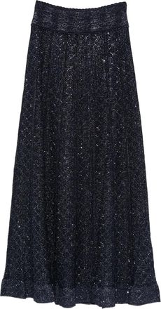 Sandro Gebreide rok met abstract stras en textuur - Blauw