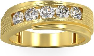 Pompeii3 1Ct Diamond Mens Ring Brushed Wedding Band in White Rose or Yellow Gold