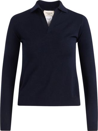 Max Mara Truien & Vesten, Dames, Blauw, S, Lange Gebreide Kleding