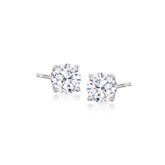 Ross-Simons CZ Stud Earrings in 14kt White Gold
