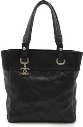 Chanel Pre-owned Tote Bags, female, Black, Size: ONE SIZE Pre-owned Canvas Tote Bag