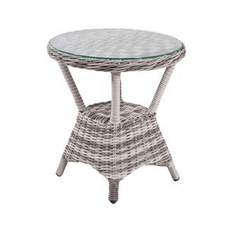 ED&Egrave;N JARD&Iacute; Mesa auxiliar de exterior redonda de rat&aacute;n sint&eacute;tico gris