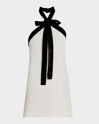 SIMKHAI Jolie Velvet Bow Mini Dress