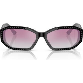 Jimmy Choo London 56mm Gradient Oval Sunglasses in Black /Silver Night at Nordstrom