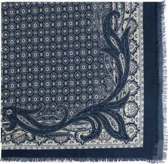 Etro Wool Scarf - Heren - Sjaals - Blauw - ONE Size - Wol - Accessoires
