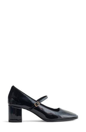 Madewell The Greta Patent Mary Jane Pump in True Black at Nordstrom, Size 10.5