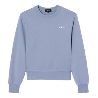 A.P.C. Blauw Grijs Sweatshirt met Velvet Logo - Dames - Sweatshirts - Blauw - XS - Katoen - Hoodies & sweatvesten