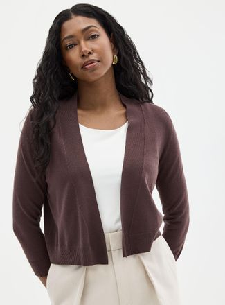 Contemporaine Womens 3/4-sleeve fine knit open Cardigan Sweater