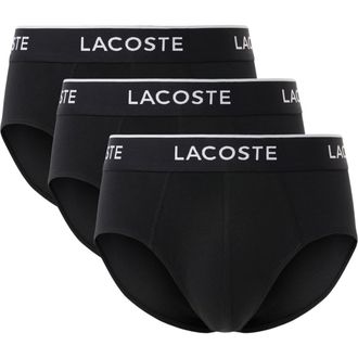 Lacoste Core Essentials Assorted 3-Pack Stretch Cotton Briefs in Black at Nordstrom, Size X-Large