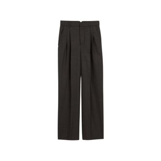 Ami Broeken, Dames, Grijs, S, Wol, Broek met wijde pijpen en hoge taille