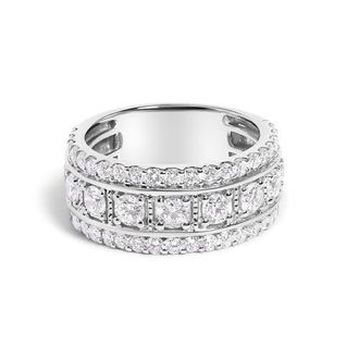 House of Brilliance 925 Sterling Silver 2.0 Ctw Lab Grown Diamond Three-Row Pav&eacute; Band Ring at Nordstrom, Size 7