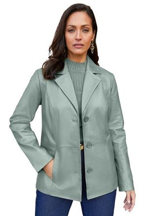 Jessica London Leather Blazer in Grey Spruce at Nordstrom, Size 28