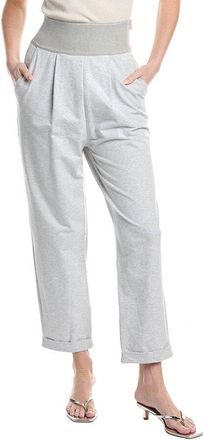Brunello Cucinelli WomenS Silver Cotton Blend Relaxed Trousers, Size M