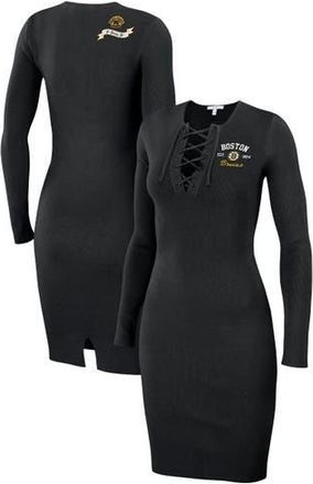 WEAR by Erin Andrews Womens WEAR by Erin Andrews Black Boston Bruins Lace-Up Dress at Nordstrom, Size X-Large