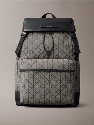 Calvin Klein Mens Emblem Jacquard Backpack - Grey
