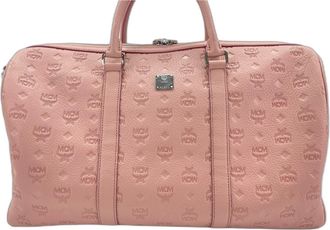MCM Mcm Pink Leather Boston Bag Weekend Bag (Pre-Owned)