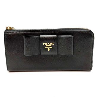 Prada Saffiano Black Saffiano Long Wallet (Bi-Fold) (Pre-Owned)