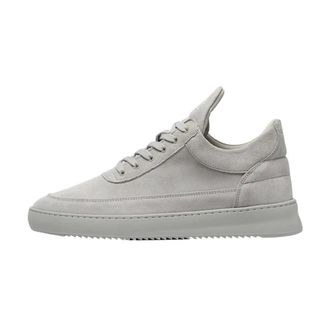 Filling Pieces Schoenen, Heren, Grijs, 44 EU, Leer, Low Top Suede All Grey Sneakers