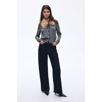 H&M Wide High Jeans in Dark Denim Blue at Nordstrom, Size 18